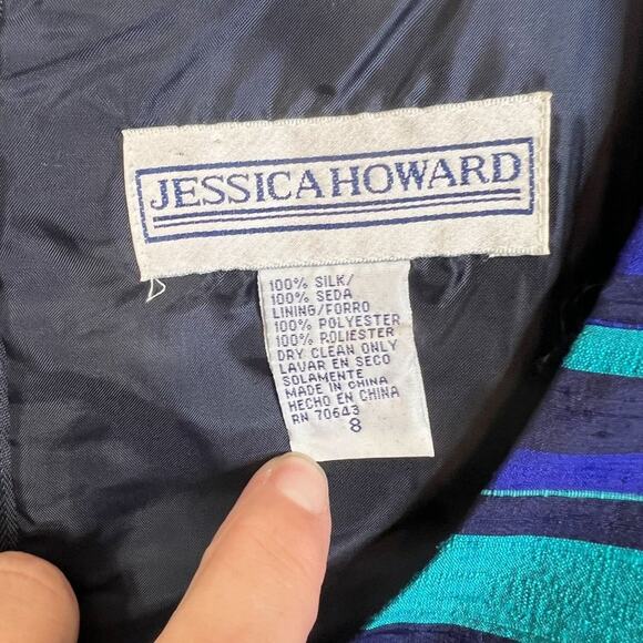 Vintage Y2K Jessica Howard Size 8 Silk Blend 2000s Midi Shift Dress Office - Picture 5 of 12